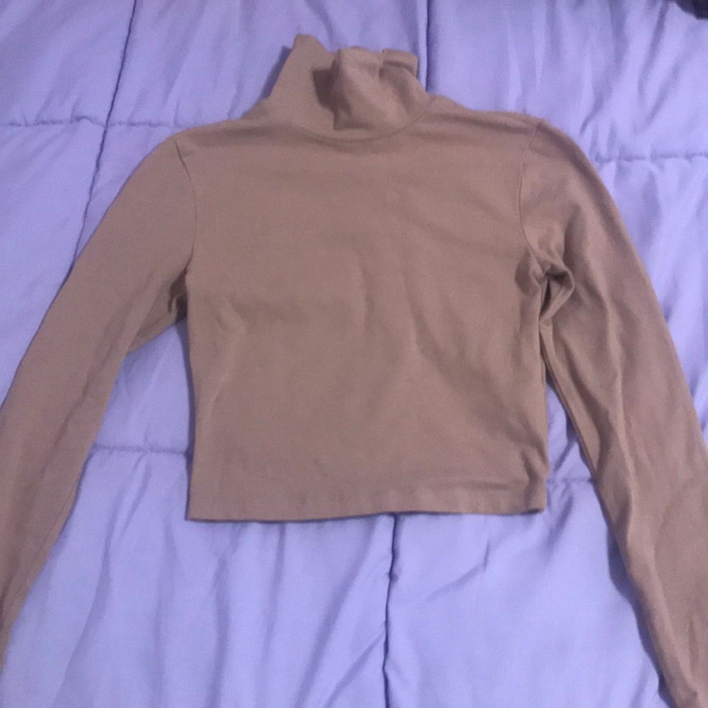 Mocha Turtle Neck Long Sleeved Crop Top